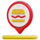 fast, food, eating, maps, location, pin, placeholder, 3d 