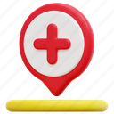 hospital, healthcare, maps, location, pin, placeholder, 3d