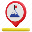 mountain, range, maps, location, pin, placeholder, 3d