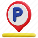 parking, car, maps, location, pin, placeholder, 3d