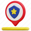 police, station, maps, location, pin, placeholder, 3d