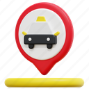 taxi, stop, maps, location, pin, placeholder, 3d