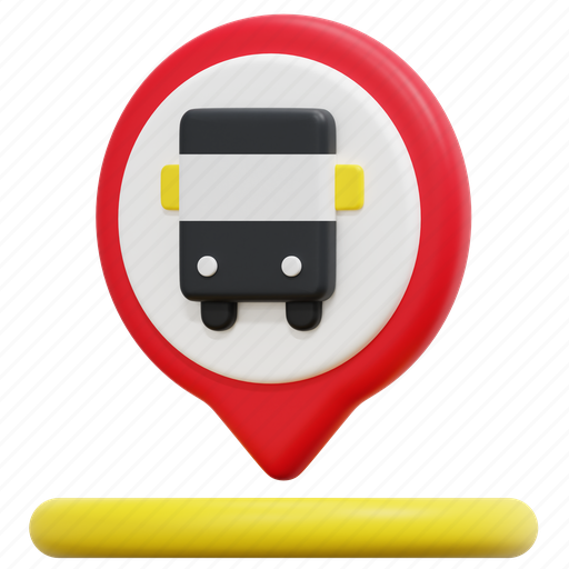 Bus, stop, maps, location, pin, placeholder, 3d 3D illustration - Download on Iconfinder
