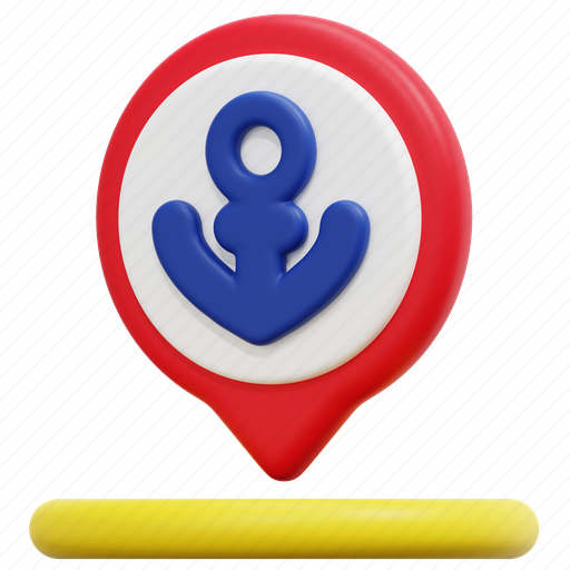 Dock, sailing, maps, location, pin, placeholder, 3d 3D illustration - Download on Iconfinder