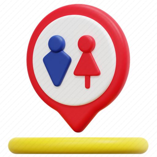 Toilet, wc, maps, location, map, pointer, placeholder 3D illustration - Download on Iconfinder