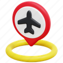 airport, airplane, maps, placeholder, location, pin, 3d