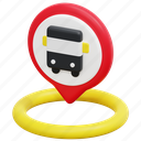 bus, stop, maps, placeholder, location, pin, 3d