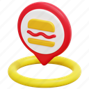 fast, food, eating, maps, placeholder, location, pin, 3d