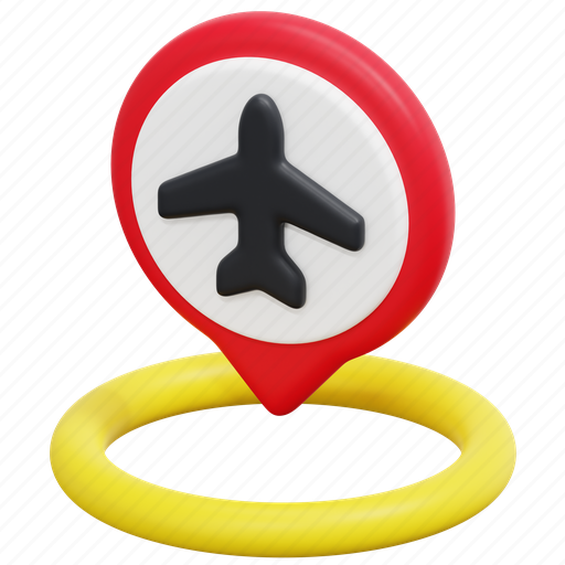 Airport, airplane, maps, placeholder, location, pin, 3d icon - Download on Iconfinder
