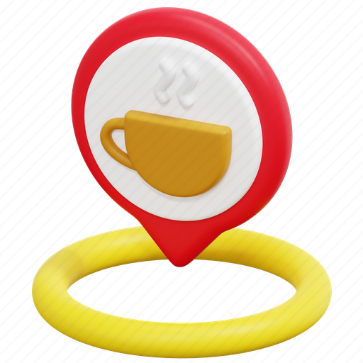 Coffee, shop, maps, placeholder, location, pin, 3d icon - Download on Iconfinder