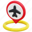 airport, airplane, maps, placeholder, location, pin, 3d 