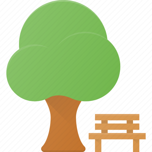 Bench, landmark, park, place, tree icon - Download on Iconfinder