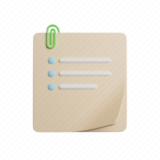 Memo, front, checklist, file, note, list 3D illustration - Download on Iconfinder