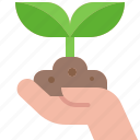 planting, gardening, hand, plant, sapling, soil, nature