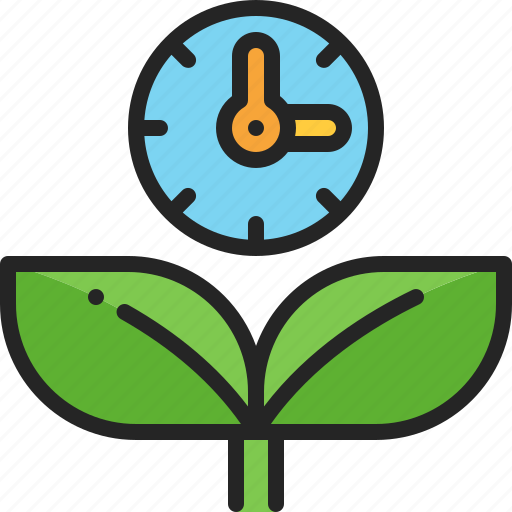 Growing, plant, time, clock, farming, growth, nature icon - Download on Iconfinder