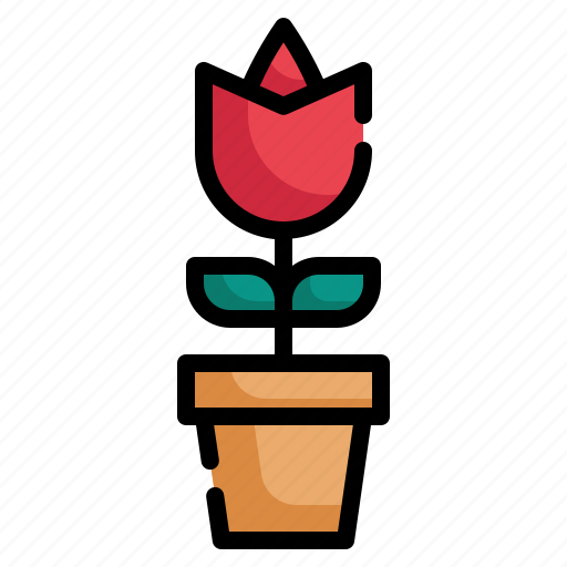 Tulip, pot, flower, summer, spring, nature, plant icon icon - Download on Iconfinder