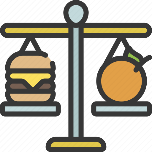 Weighing, fruit, vs, meat, organic, vegetarian icon - Download on Iconfinder
