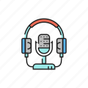 equipment, microphone, headphones, podcast