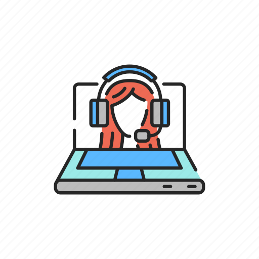 Woman, podcast, laptop icon - Download on Iconfinder