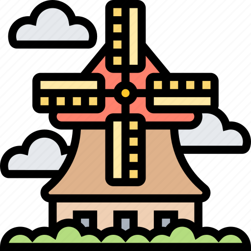 Windmill, barn, rural, farm, field icon - Download on Iconfinder