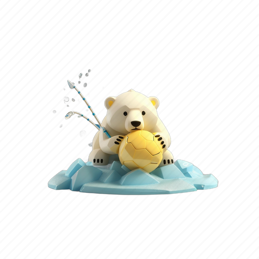 Dreamshaper, single, polar, bear, fishing, emojibal 3D illustration - Download on Iconfinder