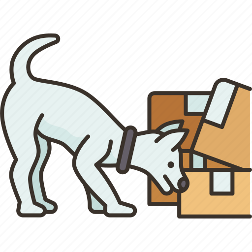 Dog, sniff, detection, finding, package icon - Download on Iconfinder