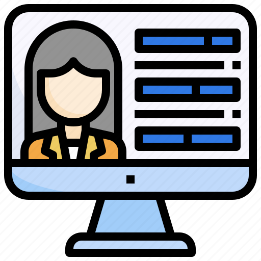 Skills, woman, human, resources, computer, candidate icon - Download on Iconfinder