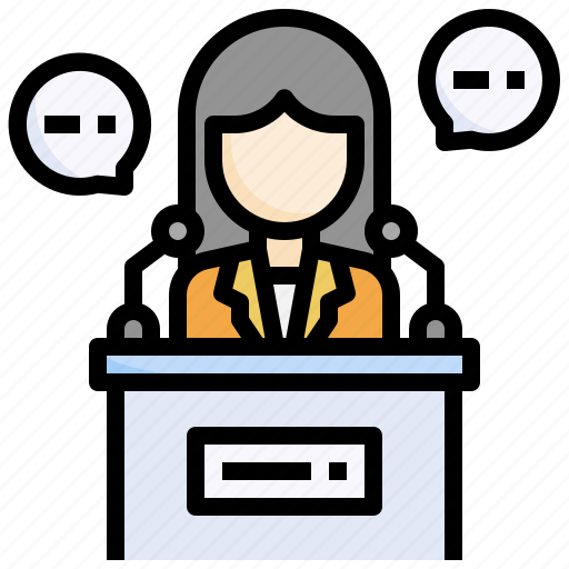 Speech, politician, politics, candidate, woman icon - Download on Iconfinder