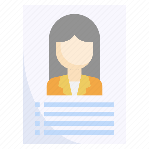Portfolio, woman, resume, applicant, document icon - Download on Iconfinder