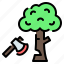axe, deforestation, ecology, forest, logging, pollution, tree 