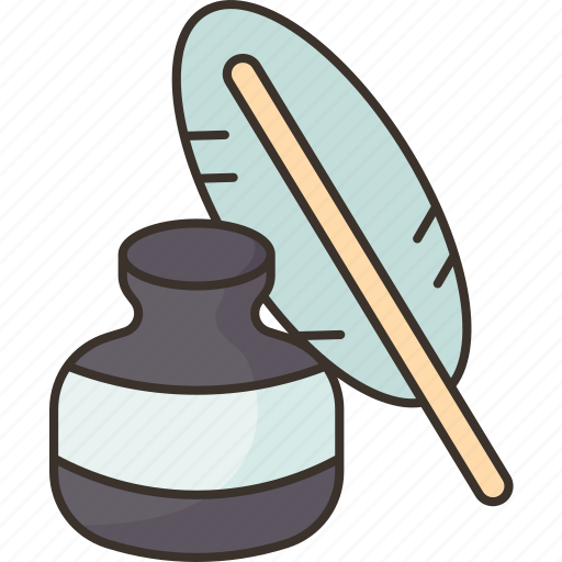 Inkwell, quill, pen, feather, vintage icon - Download on Iconfinder