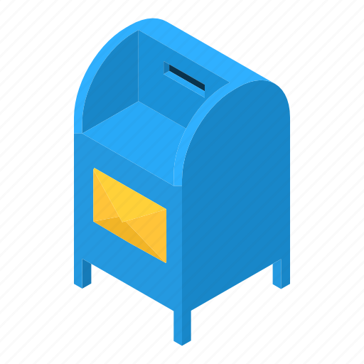 Blue, box, correspondence, isometric, mailbox, object, postbox icon - Download on Iconfinder