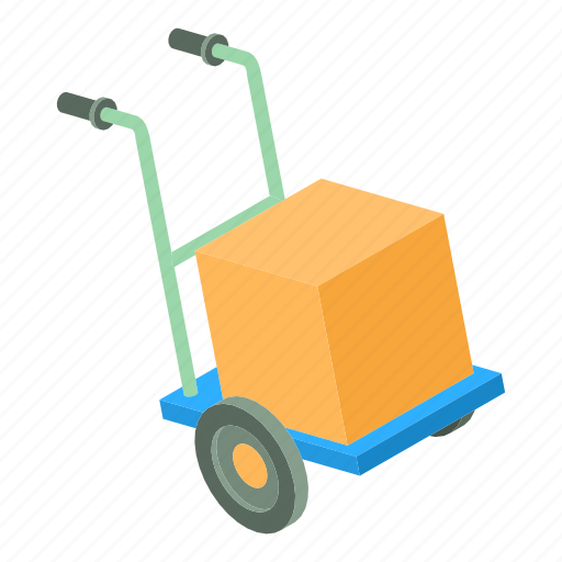 Cardboard, cargo, cart, isometric, moving, object, post icon - Download on Iconfinder