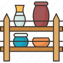 rack, pottery, shelf, manufacturing, decoration