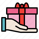 box, gift, hand, present