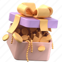 present box, treasure, gold, jackpot, gift, surprise, 3d 
