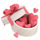 valentine, present box, hearts, love, gift, anniversary, 3d 