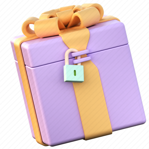 Locked, present box, security, protection, privacy, gift, 3d 3D illustration - Download on Iconfinder