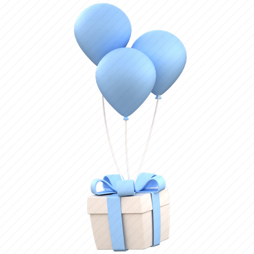 Present, box, balloon, 3d, celebration, surprise, party 3D illustration - Download on Iconfinder