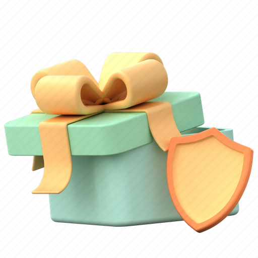 Present box, security, protection, privacy, shield, gift, 3d 3D illustration - Download on Iconfinder