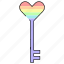 heart, lgbt, pride, rainbow, key, lock, protection 