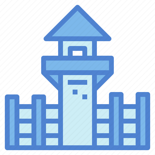 Building, fence, prison, tower, watchtower icon - Download on Iconfinder
