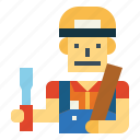 carpenter, chisel, construction, prisoner, worker
