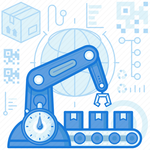 Box, factory, hook, industry, package, time, timer icon - Download on Iconfinder