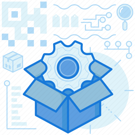 Box, cogwheel, maintenance, package, parcel, unbox icon - Download on Iconfinder