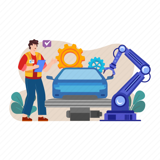 Robotics, technology, industry, production, automation, production line, artificial intelligence illustration - Download on Iconfinder
