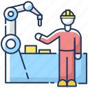 employee training, employee training icon, factory worker, production