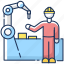 employee training, employee training icon, factory worker, production 