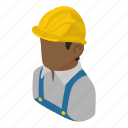 african, american, builder, engineer, isometric, object, worker