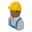 african, american, builder, engineer, isometric, object, worker 